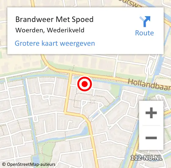 Locatie op kaart van de 112 melding: Brandweer Met Spoed Naar Woerden, Wederikveld op 29 juni 2021 15:47