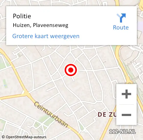 Locatie op kaart van de 112 melding: Politie Huizen, Plaveenseweg op 29 juni 2021 15:49