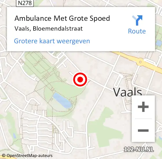 Locatie op kaart van de 112 melding: Ambulance Met Grote Spoed Naar Vaals, Bloemendalstraat op 14 juni 2014 18:49