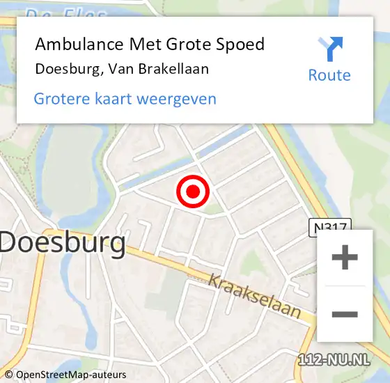 Locatie op kaart van de 112 melding: Ambulance Met Grote Spoed Naar Doesburg, Van Brakellaan op 29 juni 2021 16:22