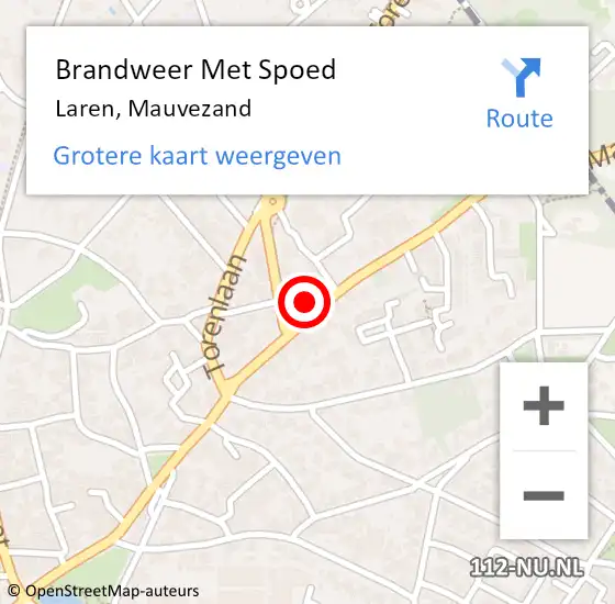 Locatie op kaart van de 112 melding: Brandweer Met Spoed Naar Laren, Mauvezand op 29 juni 2021 16:23
