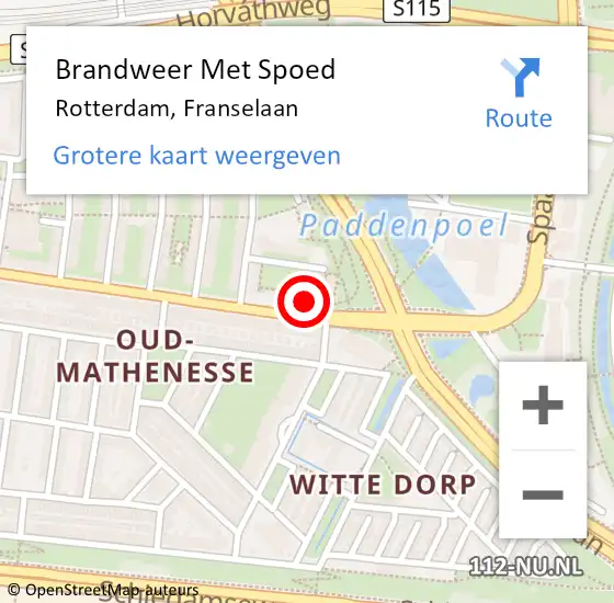 Locatie op kaart van de 112 melding: Brandweer Met Spoed Naar Rotterdam, Franselaan op 29 juni 2021 16:28