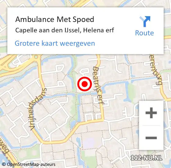 Locatie op kaart van de 112 melding: Ambulance Met Spoed Naar Capelle aan den IJssel, Helena erf op 29 juni 2021 16:29