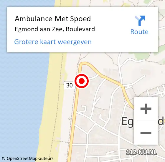 Locatie op kaart van de 112 melding: Ambulance Met Spoed Naar Egmond aan Zee, Boulevard op 14 juni 2014 18:55