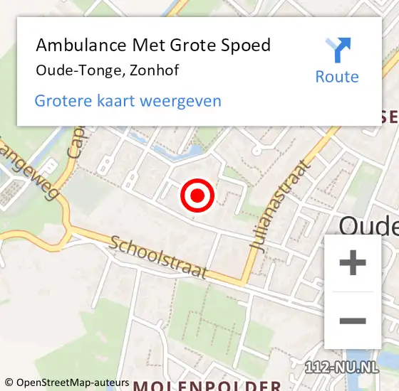 Locatie op kaart van de 112 melding: Ambulance Met Grote Spoed Naar Oude-Tonge, Zonhof op 29 juni 2021 17:24