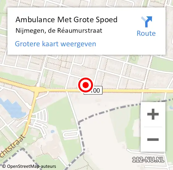 Locatie op kaart van de 112 melding: Ambulance Met Grote Spoed Naar Nijmegen, de Réaumurstraat op 29 juni 2021 17:38