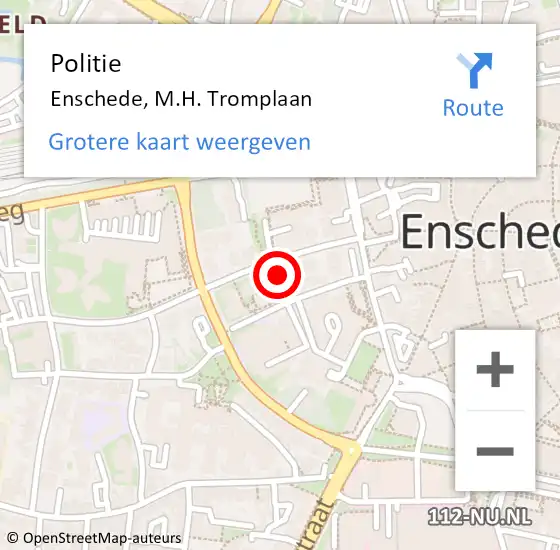 Locatie op kaart van de 112 melding: Politie Enschede, M.H. Tromplaan op 29 juni 2021 17:59