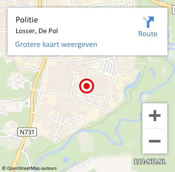 Locatie op kaart van de 112 melding: Politie Losser, De Pol op 29 juni 2021 18:44