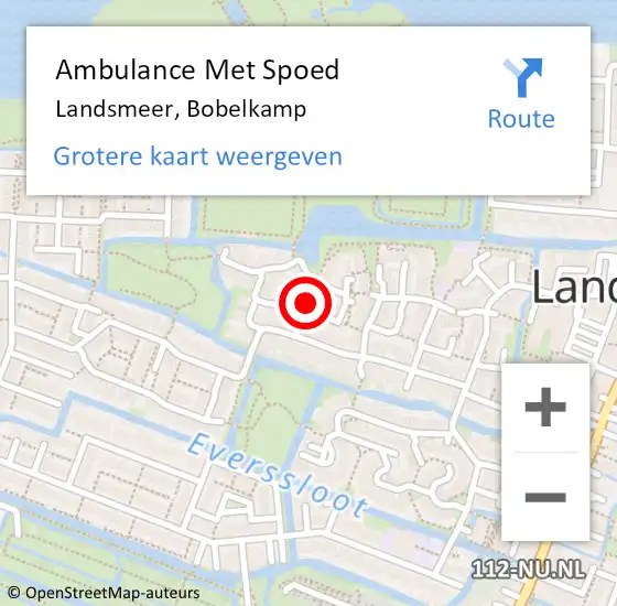 Locatie op kaart van de 112 melding: Ambulance Met Spoed Naar Landsmeer, Bobelkamp op 29 juni 2021 18:47