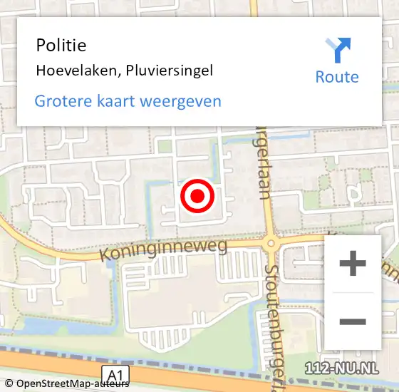 Locatie op kaart van de 112 melding: Politie Hoevelaken, Pluviersingel op 29 juni 2021 18:54