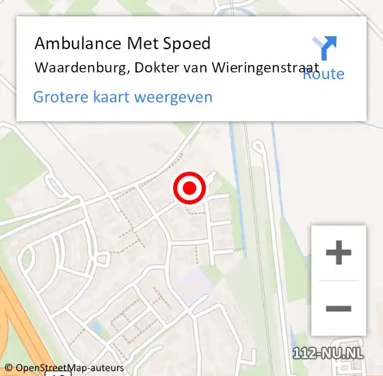 Locatie op kaart van de 112 melding: Ambulance Met Spoed Naar Waardenburg, Dokter van Wieringenstraat op 29 juni 2021 19:09