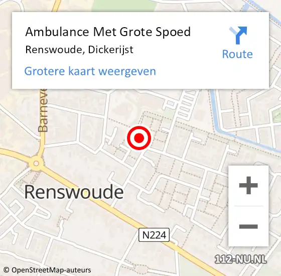 Locatie op kaart van de 112 melding: Ambulance Met Grote Spoed Naar Renswoude, Dickerijst op 29 juni 2021 19:12