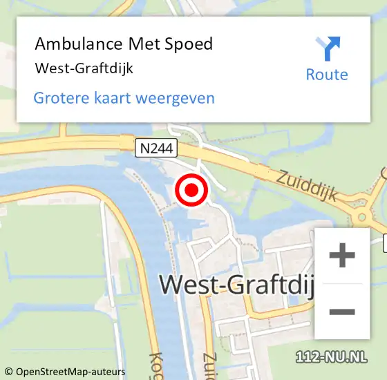 Locatie op kaart van de 112 melding: Ambulance Met Spoed Naar West-Graftdijk op 29 juni 2021 19:18