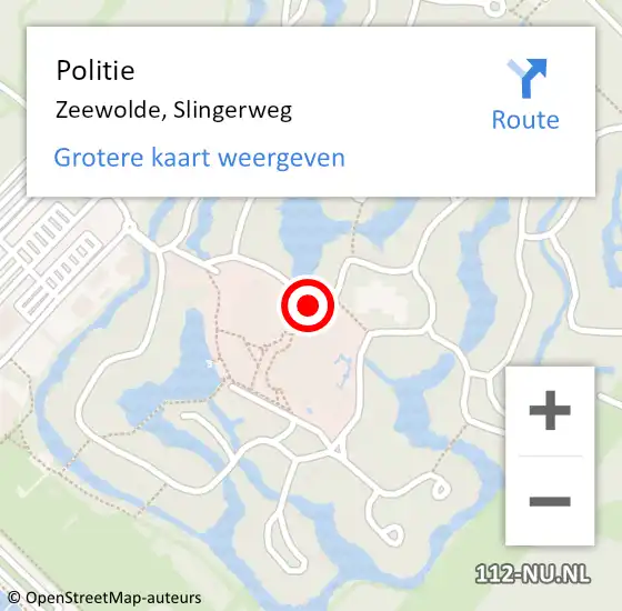 Locatie op kaart van de 112 melding: Politie Zeewolde, Slingerweg op 29 juni 2021 19:29