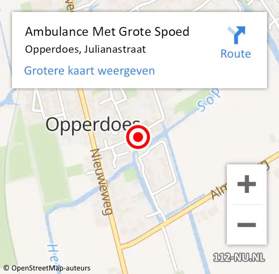Locatie op kaart van de 112 melding: Ambulance Met Grote Spoed Naar Opperdoes, Julianastraat op 29 juni 2021 19:31