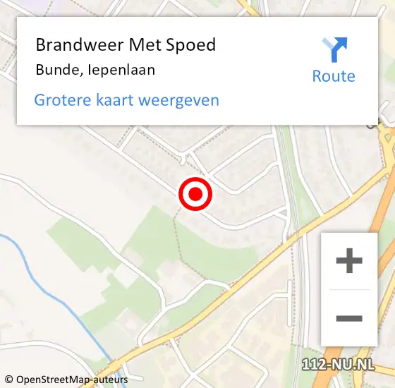 Locatie op kaart van de 112 melding: Brandweer Met Spoed Naar Bunde, Iepenlaan op 29 juni 2021 19:54