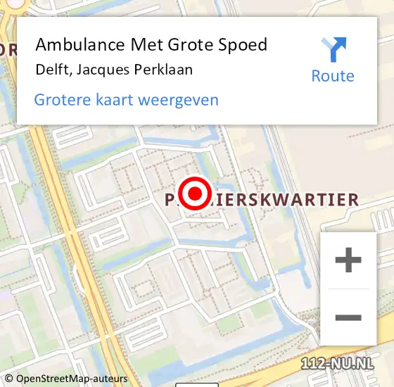 Locatie op kaart van de 112 melding: Ambulance Met Grote Spoed Naar Delft, Jacques Perklaan op 29 juni 2021 20:20