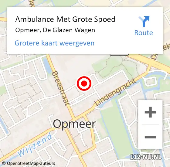 Locatie op kaart van de 112 melding: Ambulance Met Grote Spoed Naar Opmeer, De Glazen Wagen op 29 juni 2021 20:21