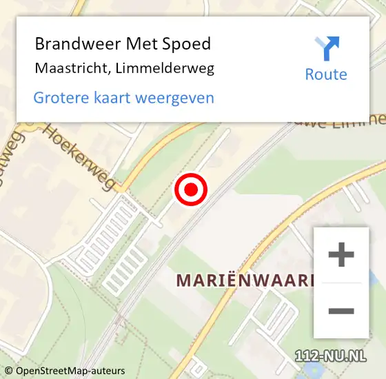 Locatie op kaart van de 112 melding: Brandweer Met Spoed Naar Maastricht, Limmelderweg op 29 juni 2021 20:22