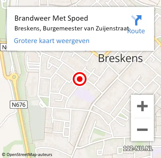 Locatie op kaart van de 112 melding: Brandweer Met Spoed Naar Breskens, Burgemeester van Zuijenstraat op 29 juni 2021 20:47