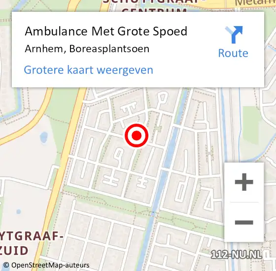 Locatie op kaart van de 112 melding: Ambulance Met Grote Spoed Naar Arnhem, Boreasplantsoen op 29 juni 2021 20:56