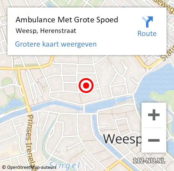 Locatie op kaart van de 112 melding: Ambulance Met Grote Spoed Naar Weesp, Herenstraat op 29 juni 2021 21:09