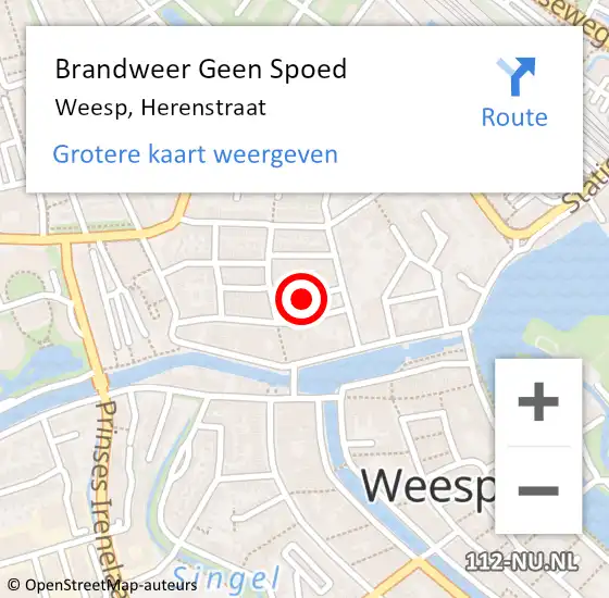 Locatie op kaart van de 112 melding: Brandweer Geen Spoed Naar Weesp, Herenstraat op 29 juni 2021 21:12