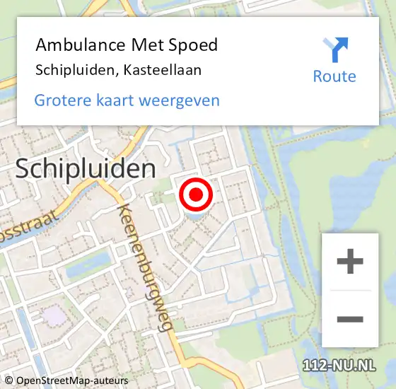 Locatie op kaart van de 112 melding: Ambulance Met Spoed Naar Schipluiden, Kasteellaan op 29 juni 2021 21:12