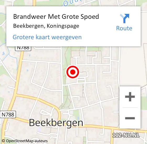 Locatie op kaart van de 112 melding: Brandweer Met Grote Spoed Naar Beekbergen, Koningspage op 29 juni 2021 21:48