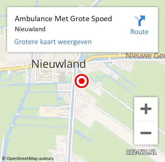 Locatie op kaart van de 112 melding: Ambulance Met Grote Spoed Naar Nieuwland op 29 juni 2021 22:00