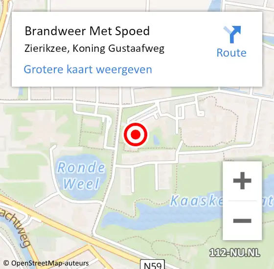 Locatie op kaart van de 112 melding: Brandweer Met Spoed Naar Zierikzee, Koning Gustaafweg op 29 juni 2021 22:04
