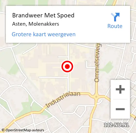 Locatie op kaart van de 112 melding: Brandweer Met Spoed Naar Asten, Molenakkers op 29 juni 2021 22:42