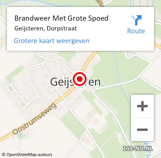 Locatie op kaart van de 112 melding: Brandweer Met Grote Spoed Naar Geijsteren, Dorpstraat op 29 juni 2021 23:32