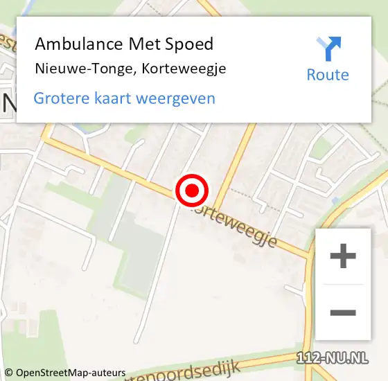 Locatie op kaart van de 112 melding: Ambulance Met Spoed Naar Nieuwe-Tonge, Korteweegje op 30 juni 2021 00:04