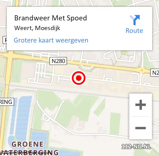 Locatie op kaart van de 112 melding: Brandweer Met Spoed Naar Weert, Moesdijk op 30 juni 2021 00:32