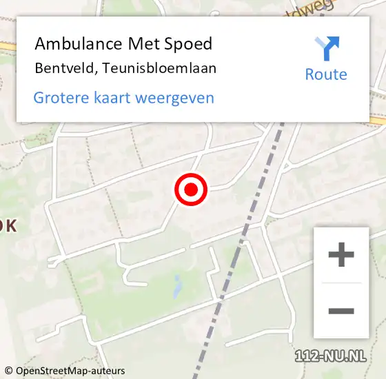 Locatie op kaart van de 112 melding: Ambulance Met Spoed Naar Bentveld, Teunisbloemlaan op 30 juni 2021 00:39