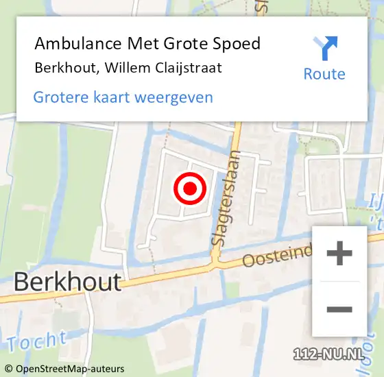 Locatie op kaart van de 112 melding: Ambulance Met Grote Spoed Naar Berkhout, Willem Claijstraat op 30 juni 2021 00:47