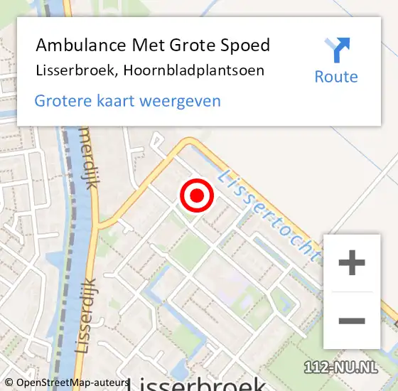Locatie op kaart van de 112 melding: Ambulance Met Grote Spoed Naar Lisserbroek, Hoornbladplantsoen op 30 juni 2021 01:01