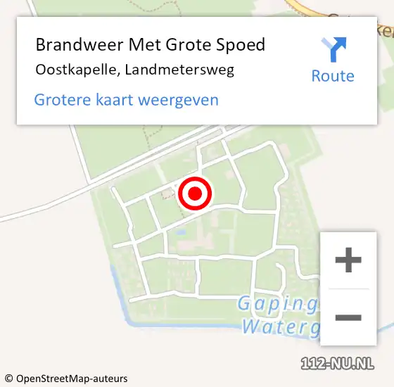 Locatie op kaart van de 112 melding: Brandweer Met Grote Spoed Naar Oostkapelle, Landmetersweg op 30 juni 2021 02:30