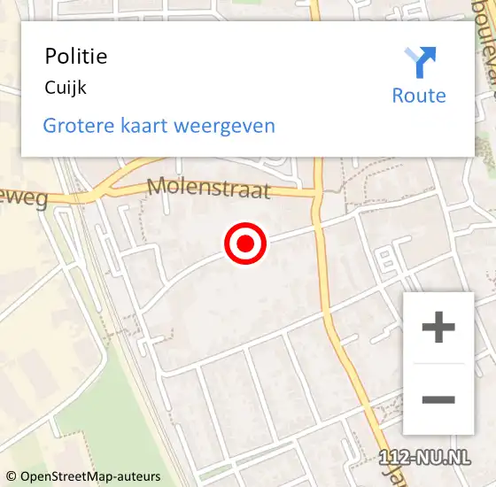 Locatie op kaart van de 112 melding: Politie Cuijk op 30 juni 2021 05:34