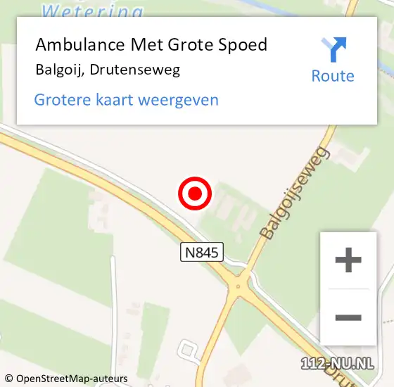 Locatie op kaart van de 112 melding: Ambulance Met Grote Spoed Naar Balgoij, Drutenseweg op 30 juni 2021 06:58