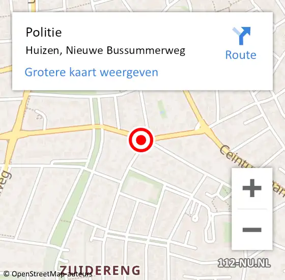 Locatie op kaart van de 112 melding: Politie Huizen, Nieuwe Bussummerweg op 30 juni 2021 07:15