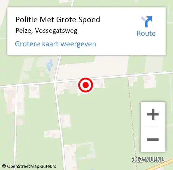 Locatie op kaart van de 112 melding: Politie Met Grote Spoed Naar Peize, Vossegatsweg op 30 juni 2021 07:28