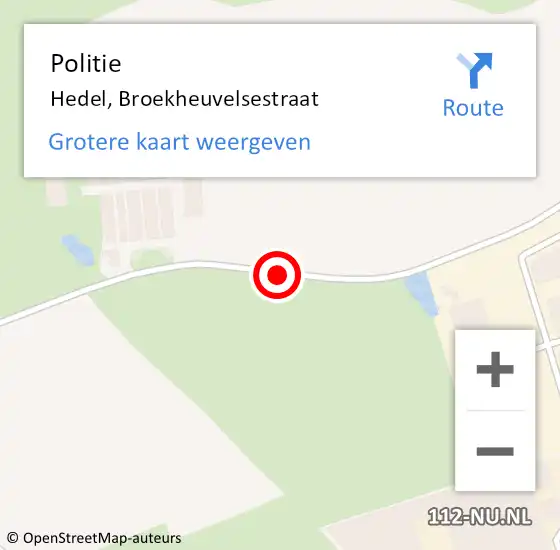 Locatie op kaart van de 112 melding: Politie Hedel, Broekheuvelsestraat op 30 juni 2021 07:32