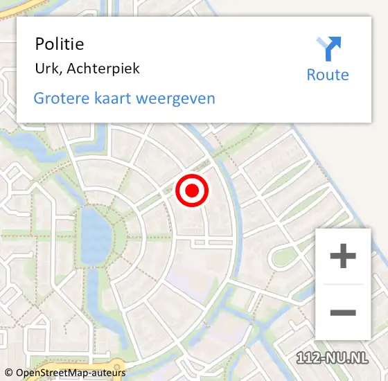 Locatie op kaart van de 112 melding: Politie Urk, Achterpiek op 30 juni 2021 07:47