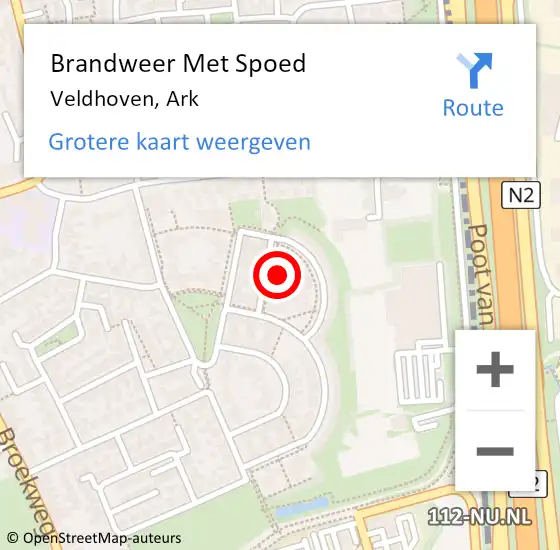 Locatie op kaart van de 112 melding: Brandweer Met Spoed Naar Veldhoven, Ark op 30 juni 2021 07:59