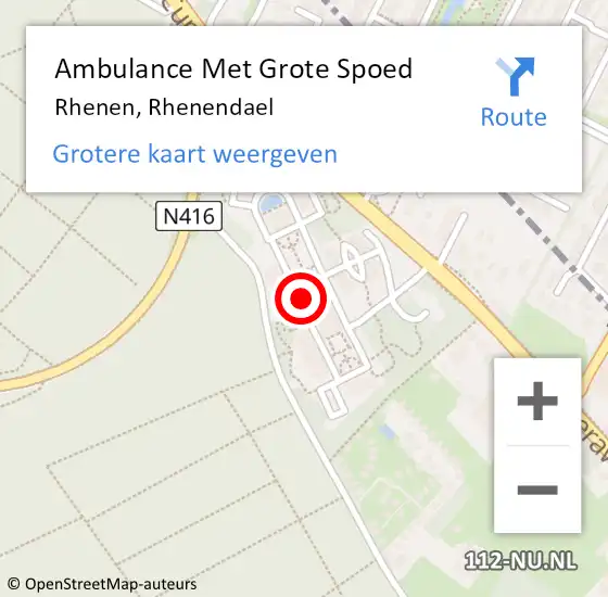 Locatie op kaart van de 112 melding: Ambulance Met Grote Spoed Naar Rhenen, Rhenendael op 30 juni 2021 08:09