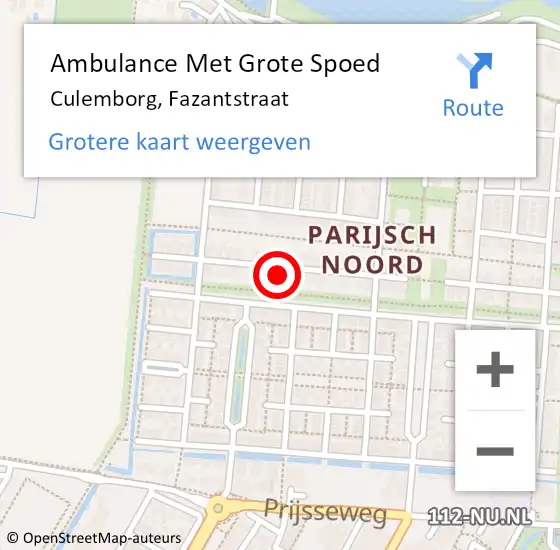 Locatie op kaart van de 112 melding: Ambulance Met Grote Spoed Naar Culemborg, Fazantstraat op 30 juni 2021 08:16