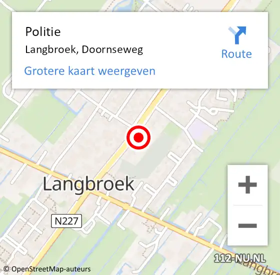 Locatie op kaart van de 112 melding: Politie Langbroek, Doornseweg op 30 juni 2021 08:59