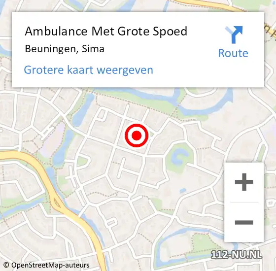 Locatie op kaart van de 112 melding: Ambulance Met Grote Spoed Naar Beuningen, Sima op 30 juni 2021 09:03